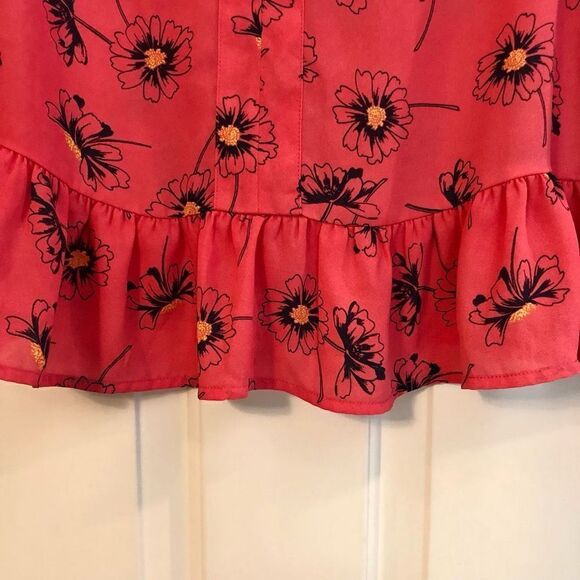 Gap Women’s Pink Poppy V-neck Blouse Size Small - Picture 3 of 11